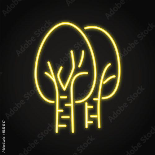 Birch trees neon line icon. Vector illustration.