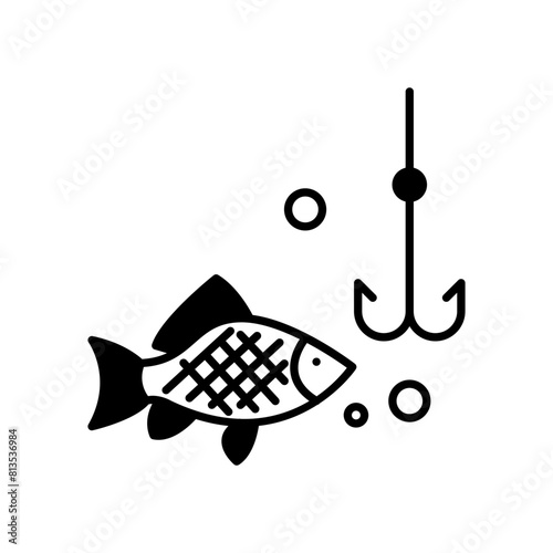fishing icon. black fill icon