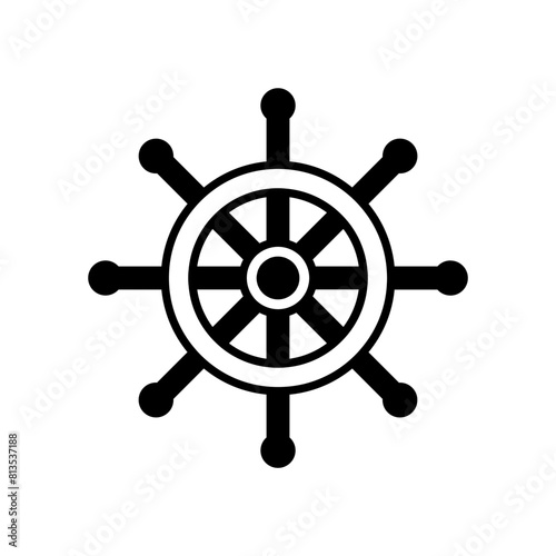 Steering wheel icon. black fill icon