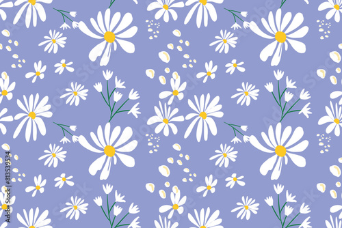 Trendy Hand drawn Wild Meadow florals , Flower bouquet illustration Seamless Pattern Vector Design, Design for fashion , fabric and all prints.