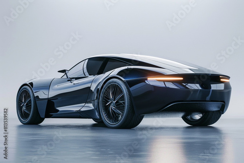 3D render of a brandless generic concept car in studio environment 