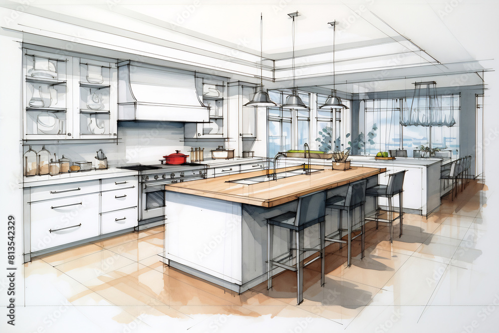 Hand-Drawn Gourmet Kitchen Illustration Hand-Drawn Gourmet Kitchen Illustration