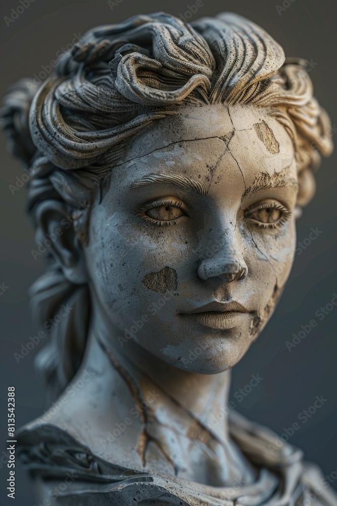 Detailed view of a woman statue, suitable for art and history projects Detailed view of a woman statue, suitable for art and history projects