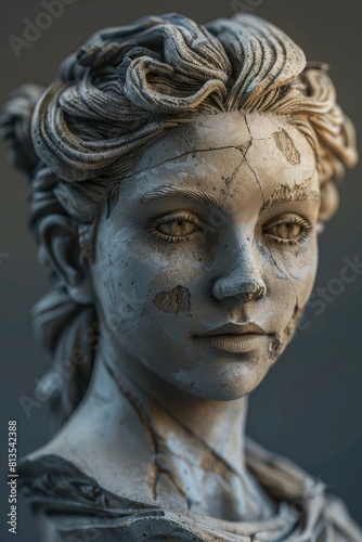 Detailed view of a woman statue  suitable for art and history projects