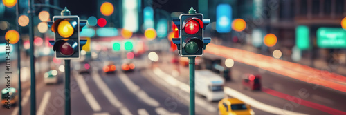Traffic lights over urban intersection. International Traffic Light Day #813543144