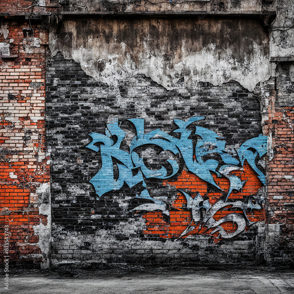 Fototapeta premium Old weathered wall with peeling paint, grunge background.