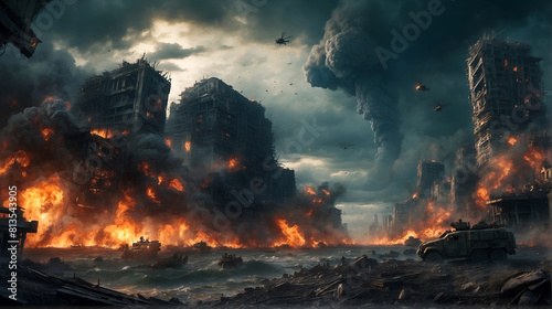 Illustration of Apocalypse Scenery for Desktop Wallpaper Background