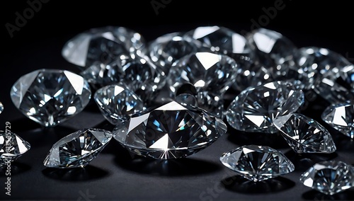pile of crystal diamonds on black background