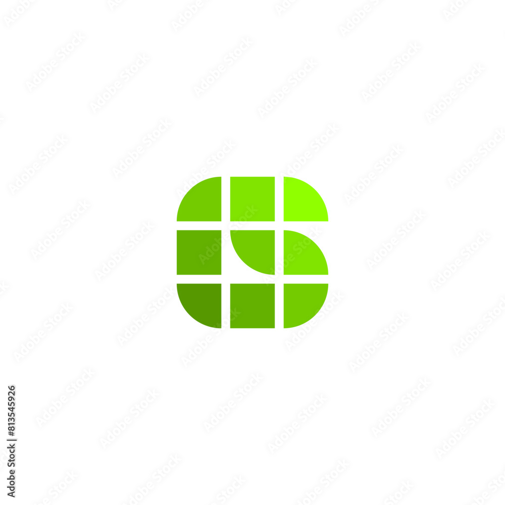 G initial logo with grid and green color. G initial logo with grid and green color.