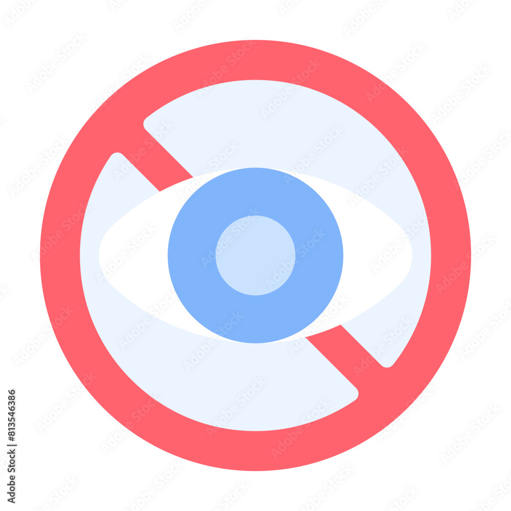 No eye Contact Icon With Flat Color Style No eye Contact Icon With Flat Color Style