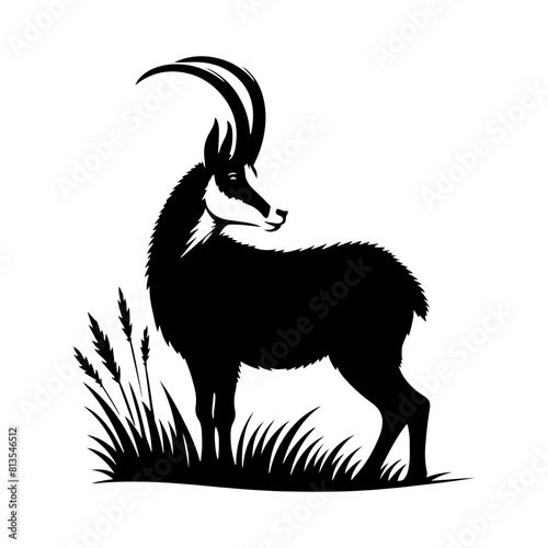 Chamois Silhouette Vector - Perfect for Nature Designs and Wilderness Enthusiasts Alike- Chamois Illustration- Chamois Vector Stock.