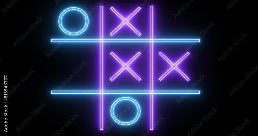 4K Tic Tac Toe X-O game icon in an alpha channel. Glowing neon line Tic Tac Toe X-O game icon in an alpha channel. Technology video material animation in 4k alpha channel. Easy to use in any video.
