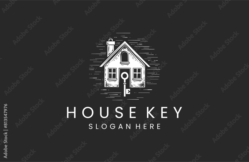 Fototapeta premium House key style logo icon design template flat vector