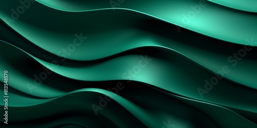 抽象背景横長テンプレート。緑の立体的な波のクローズアップ photo