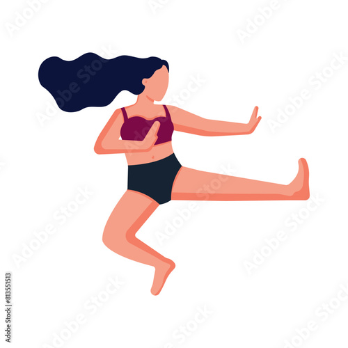 The concept of a woman's struggle for her rights. Defend yourself and your views. An image of a strong woman and her values on an isolated background