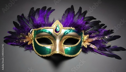 A vibrant mask adorned with feathers and sequins I upscaled 3