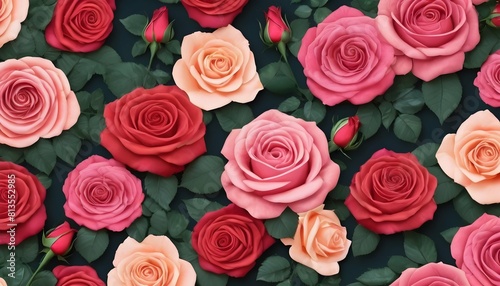Craft a floral background with vibrant roses in fu upscaled 4