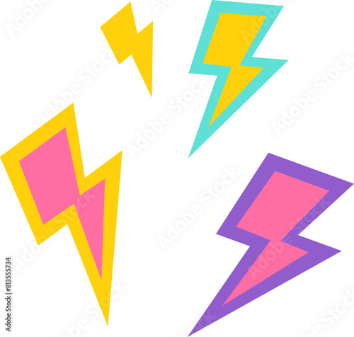 set of colorful thunders