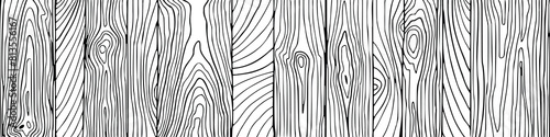 Hand drawn wood plank, wood grain, seamless border, vector design, banner