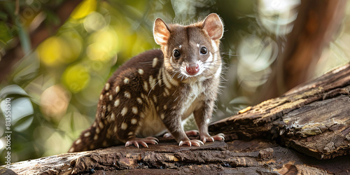 spotted-tailed quoll against the background of summer Australian nature