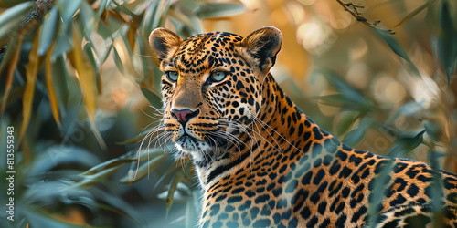 leopard against the background of summer African nature