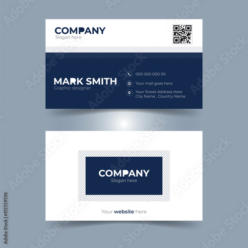 Abstract Modern business card design with professional look, blue and white ready to print design