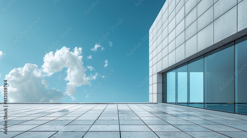 Fototapeta premium Contemporary Minimalist Architecture with White Curtain Wall