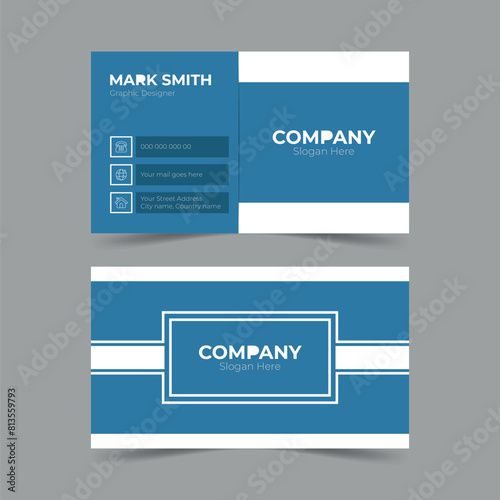 Blue luxury business card. Visiting card for business and personal use, ready to print modern geometric business card