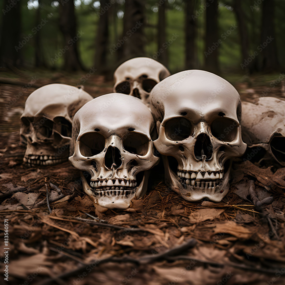 skull and crossbones in the middle of forest skull and crossbones in the middle of forest