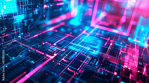 Futuristic neon abstract data tech background