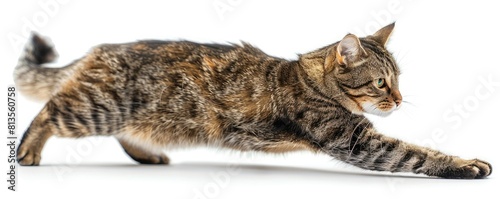 A brown Manx tabby cat is running. © WACHI