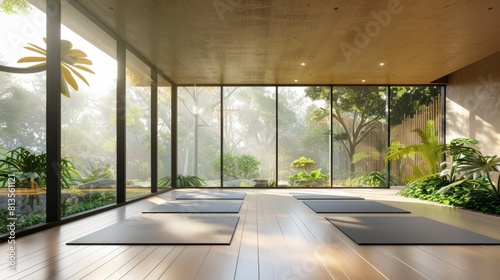 Serene Wellness Center Interior with Panoramic Nature View