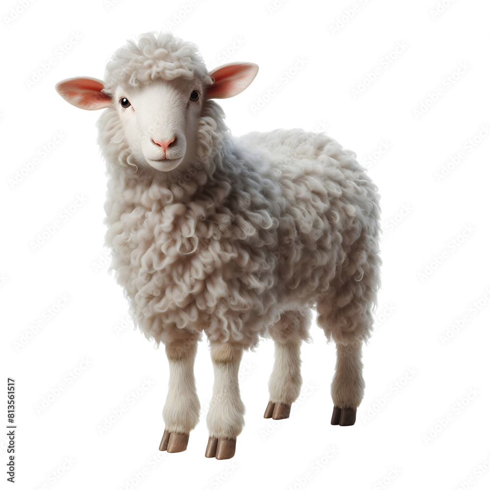 Fototapeta premium a sheep standing, transparent background, animal set