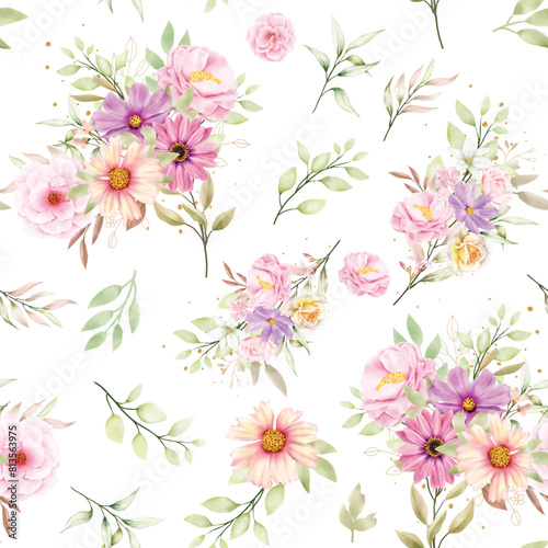 floral summer and autumn seamless pattern illustration