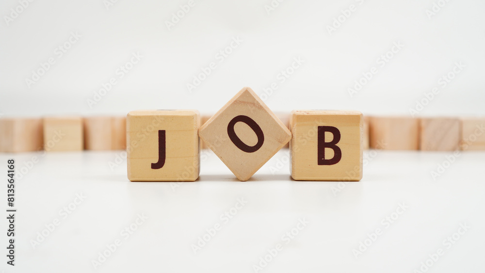 Job concept on wooden blocks isolated transparent Job concept on wooden blocks isolated transparent