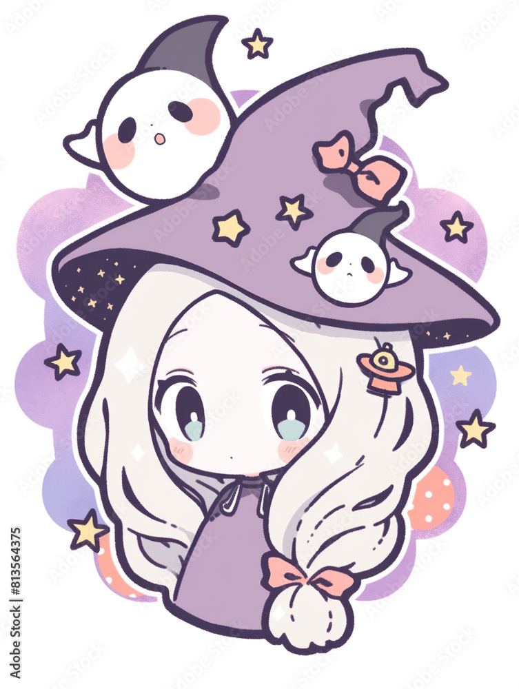 Fototapeta premium Little Witch and her friends.
