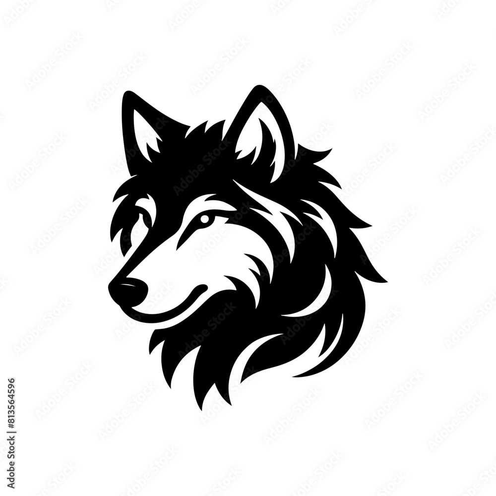 Fototapeta premium Silent Hunter: Vector Wolf Silhouette Capturing the Essence of the Night- Minimalist Wolf Vector- Wolf Illustration.