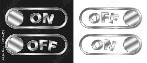 Silver gradient button and on off lettering