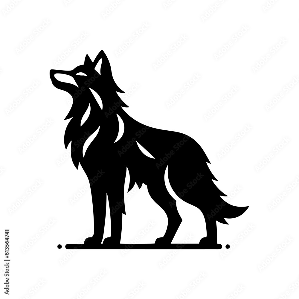 Silent Hunter: Vector Wolf Silhouette Capturing the Essence of the Night- Minimalist Wolf Vector- Wolf Illustration. Silent Hunter: Vector Wolf Silhouette Capturing the Essence of the Night- Minimalist Wolf Vector- Wolf Illustration.