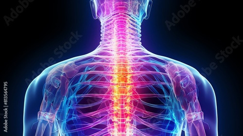 Spinal cord with glowing effect photo