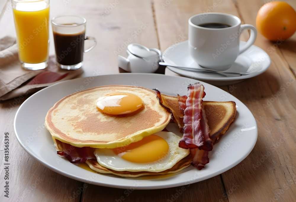Fluffy Delight: Homemade Pancakes Piled High with Butter and Syrup Fluffy Delight: Homemade Pancakes Piled High with Butter and Syrup