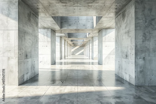 Abstract architecture background, empty concrete interior with light from window