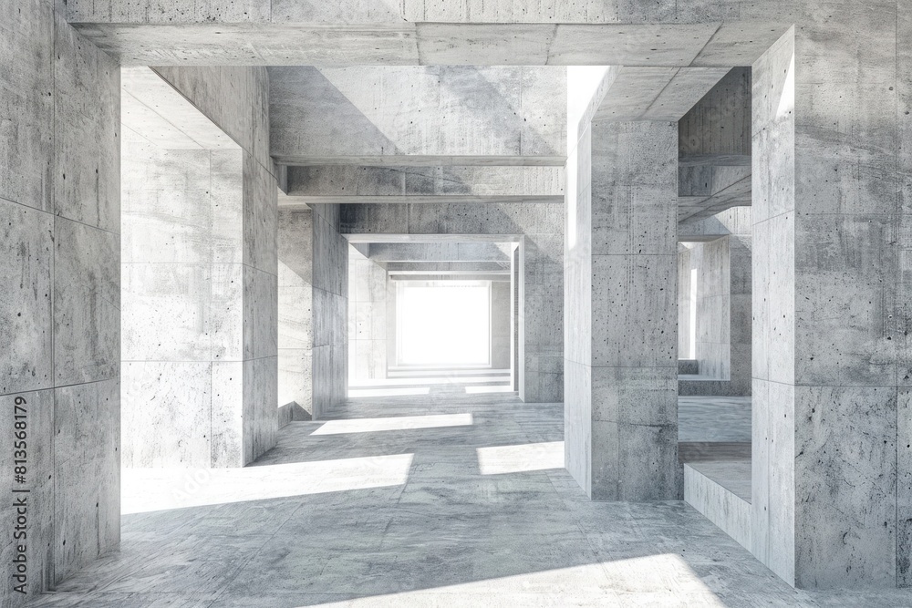 Fototapeta premium Abstract architecture background, empty concrete interior with light from window