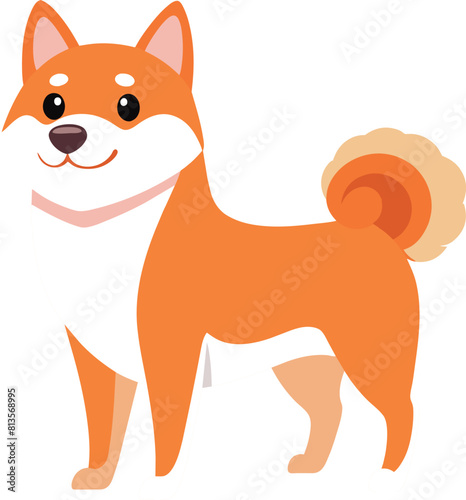 vector illustration shiba inu dog cartoon style