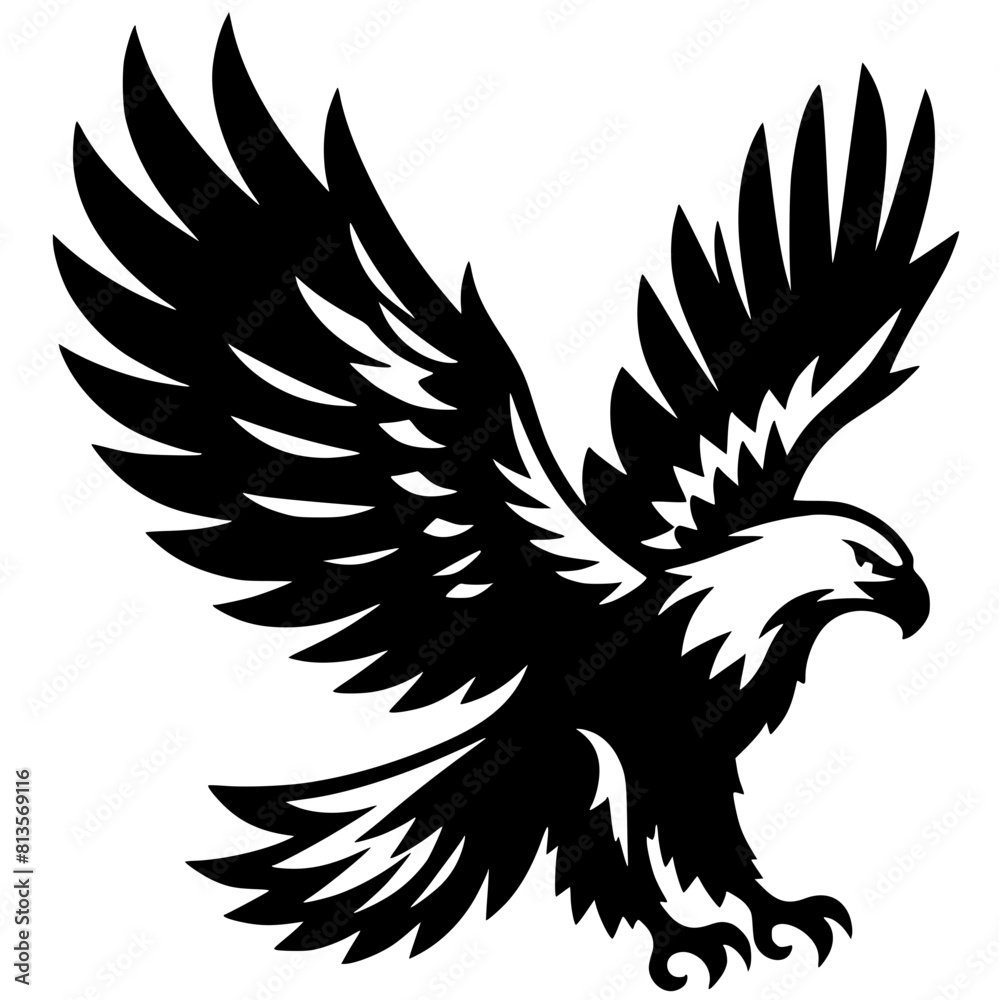 Silhouette of an eagle flapping its wings