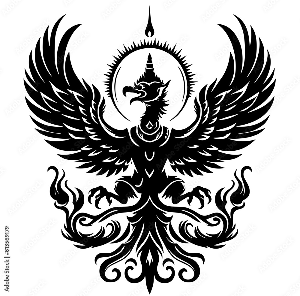 Silhouette of an eagle flapping its wings Silhouette of an eagle flapping its wings