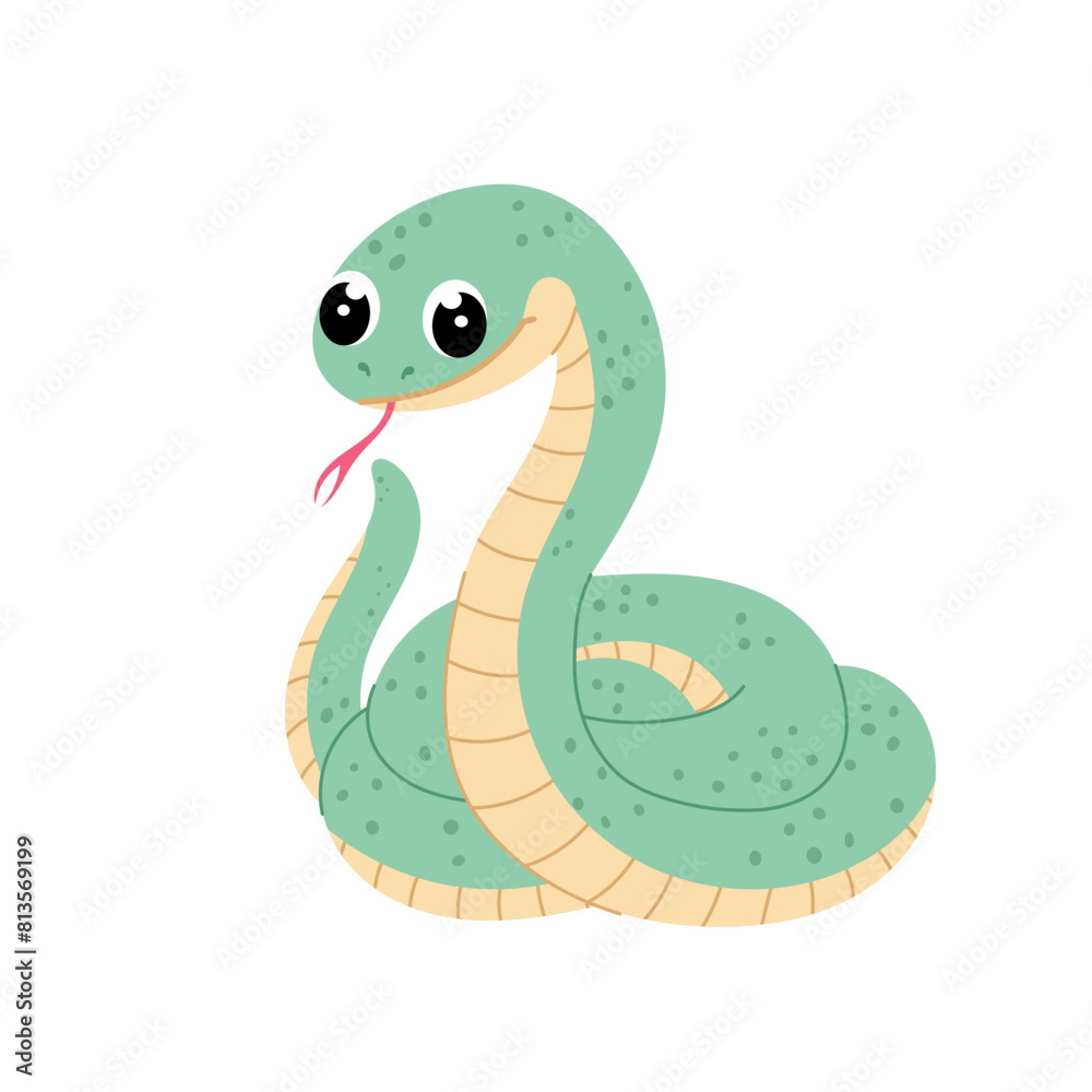 Snake in flat style. Cartoon illustration of a viper on a white background. Kids illustration. Symbol of the 2025 year.
Snake in flat style. Cartoon illustration of a viper on a white background. Kids illustration. Symbol of the 2025 year.