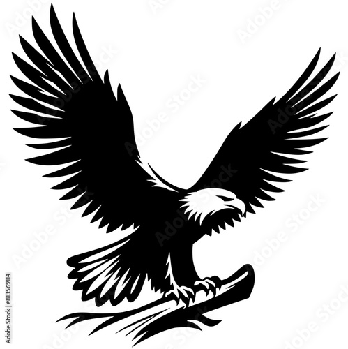 Silhouette of an eagle flapping its wings photo