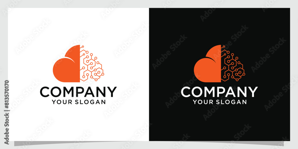 cloud logo design template,technology logo design concept,modern Pixel Cloud,Cloud Tech logo template,