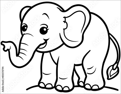 Vector Elephant Coloring Pages for Preschoolers and Kids